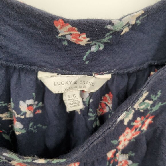 Lucky Brand Floral Peasant Square Neck Knit Blouse Top Women Size Large - Picture 4 of 11